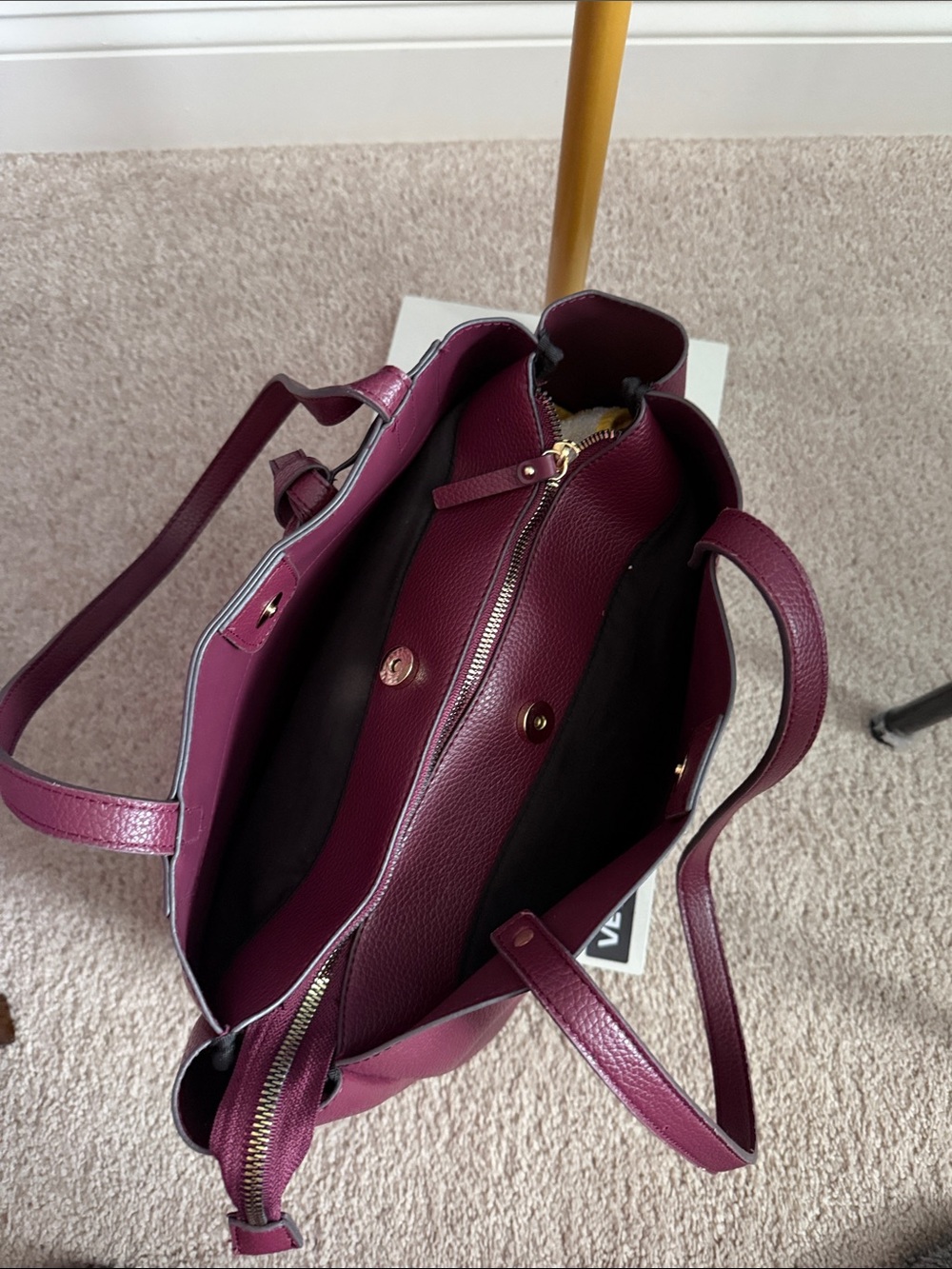 Nanette Lepore Burgundy Pebbled Leather Tote - Picture 4 of 4